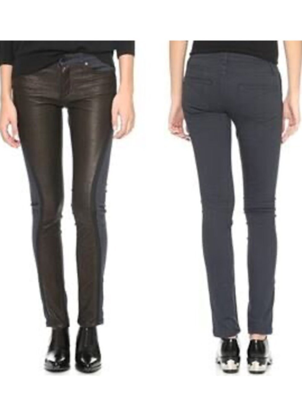 NWT Superfine Mixed Media Leather Blue Black Pant Women's 27  SFW368 *Small Spot